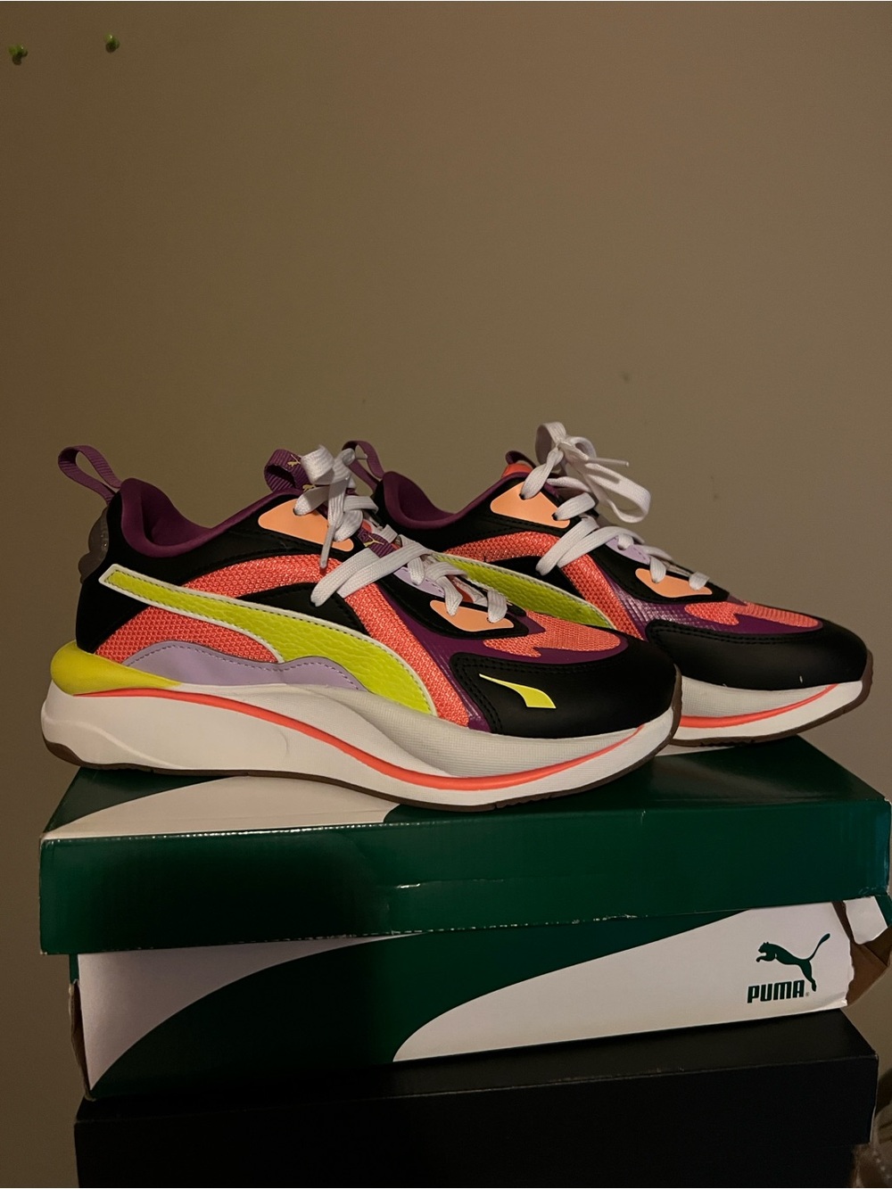 Puma Women's Neon Pink Purple Black Running Sneakers - Picture 2 of 3